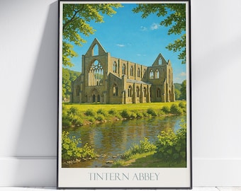 Tintern Abbey Travel Poster: Vintage Welsh Ruins Art Print