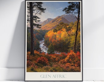 Impresión de Glen Affric, Escocia: Arte mural con paisaje otoñal de las Tierras Altas