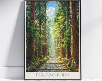 熊野古道 日本旅行ポスター：森林巡礼路 絵画アートプリント - Etsy 日本