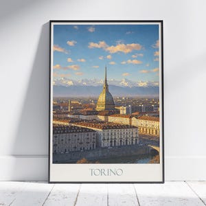 Turin Travel Print ~ Italy Travel Poster | Painted Wall Art & Home Decor | Framed Personalized Print | Vacation Travel Gift