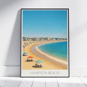 Hampton Beach Park Travel Poster | New Hampshire Beach Art Print | Coastal Decor | Summer Wall Art | Vintage Style New England Vacation Gift