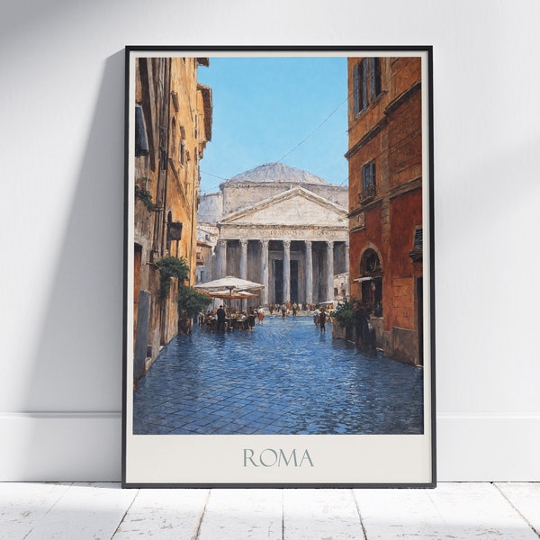 Rome Travel Print, Pantheon ~ Italy Roman Travel Poster Wall Art Home Decor Gift Personalized Framed