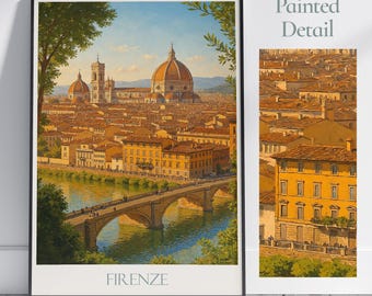 Florence Italy Travel Poster: Tuscany Cityscape Art Print