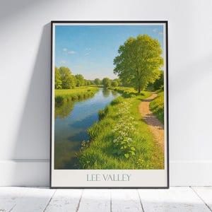 Lee Valley Reise Poster, ruhige Gewässer ~ England Natur Kunstdruck & Wohndeko | UK Landschaft Geschenk