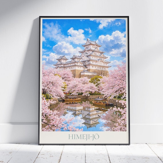 姫路日本旅行ポスター: 姫路城桜ペイントアートプリント - Etsy 日本