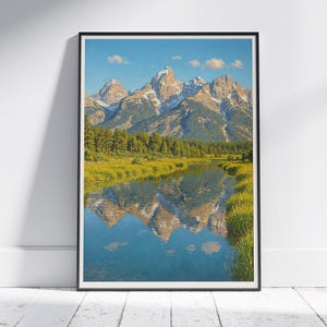 Grand Teton National Park Reise Poster | Wyoming Berg Kunstdruck | Malerische Landschaft Wanddekor | Personalisierte Urlaubs Geschenk