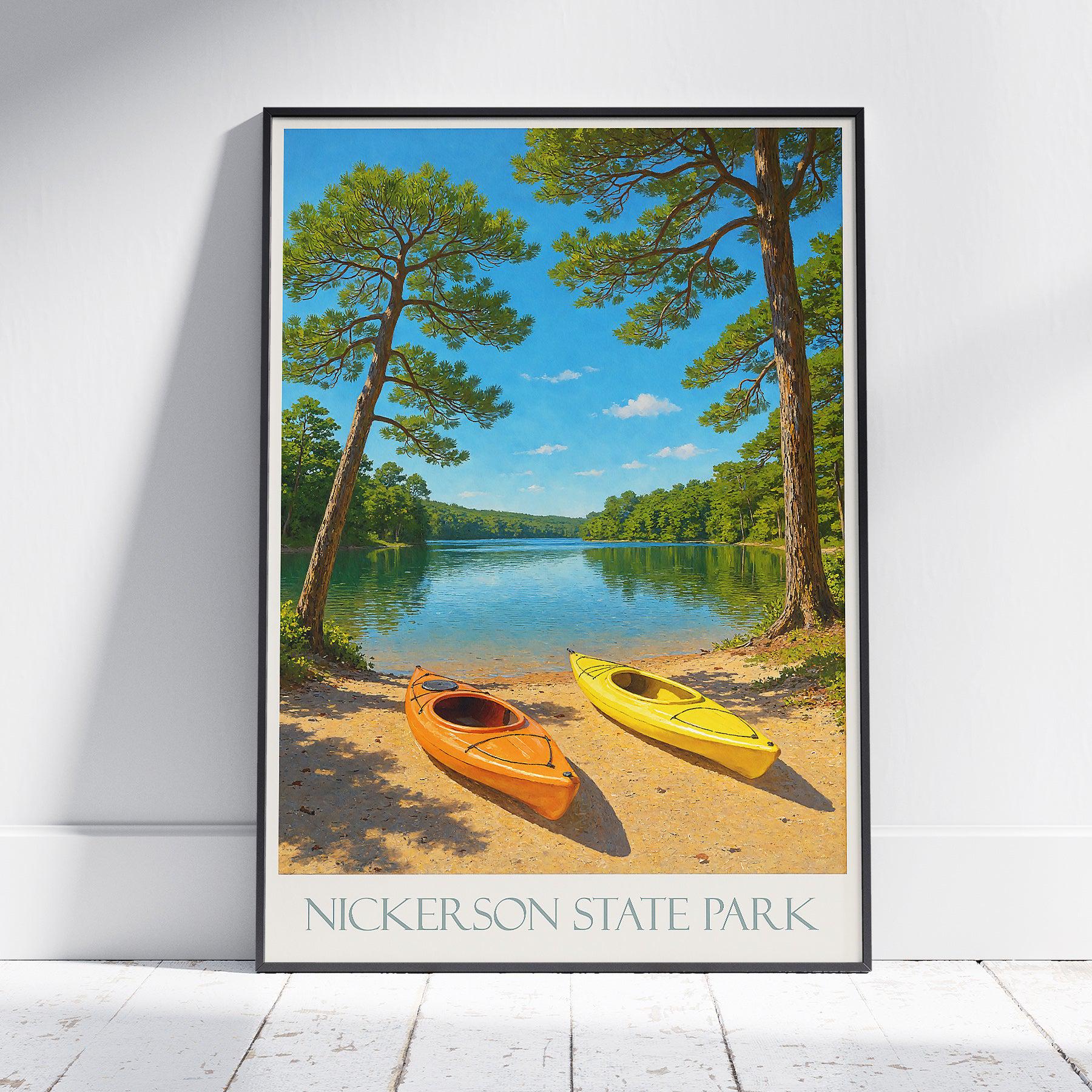 Nickerson State Park Travel Poster: Brewster MA, Cape Cod Kayak