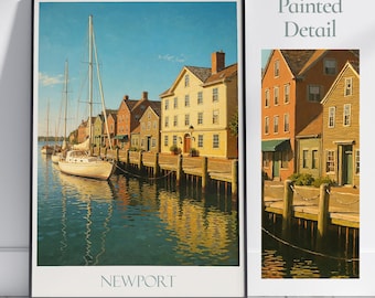 Newport Rhode Island Travel Poster: Waterfront Homes Art Print