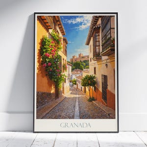 Stampa di viaggio di Granada ~ Poster di viaggio in Spagna / Stampa artistica da parete dipinta e decorazione per la casa / Stampa personalizzata con cornice / Regalo di viaggio per le vacanze
