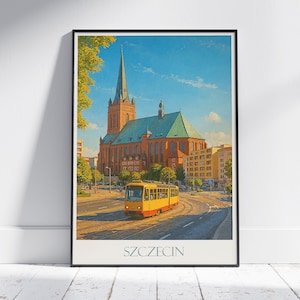 Szczecin Travel Print ~ Poland Travel Poster | Painted Wall Art Print & Home Decor | Framed Personalized Print | Vacation Travel Gift