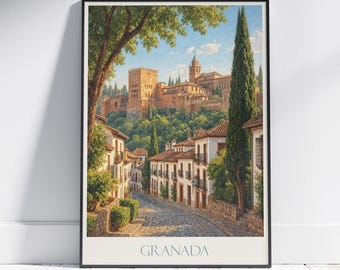 Reisposter Granada, Spanje: fort Alhambra, Andalusië Kunstafdruk