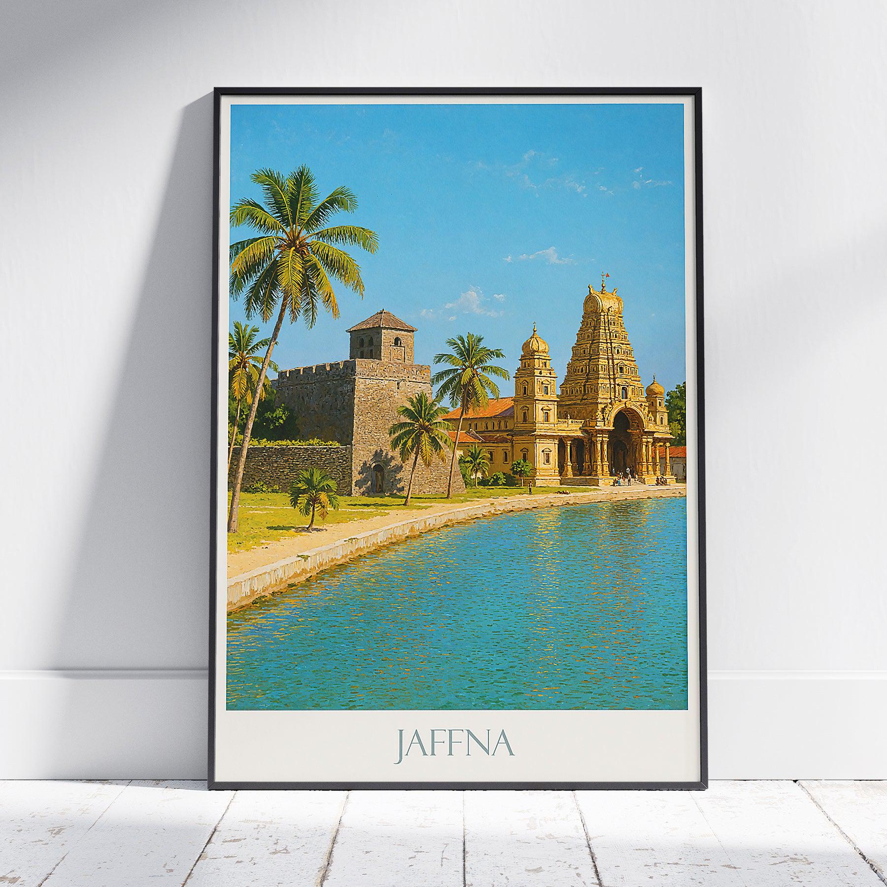Jaffna Travel Poster, Nallur Kandaswamy Temple & Jaffna Fort ~ Sri Lanka Art Print | Tropical Wall Decor | Unique Vacation Gift