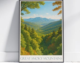 Vintage reisposter Smoky Mountains National Park