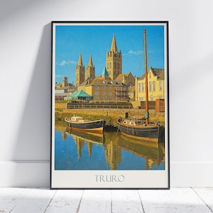 Truro Travel Poster | Cornwall England Art Print | Truro Cathedral Wall Decor | UK Cityscape Gift
