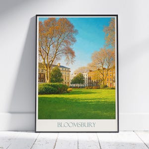 Bloomsbury London Reiseplakat, Herbstparkszene Kunstdruck | georgische Architektur Wohnkultur | UK City Wandkunst