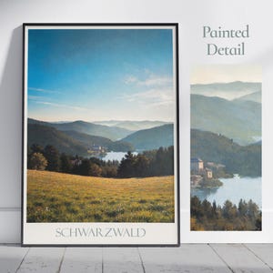 Schwarzwald Reise-Print ~ Deutschland-Reise-Plakat | Gemalte Wandkunst & Wohnkultur | Gerahmter personalisierter Druck | Urlaub Reise Geschenk