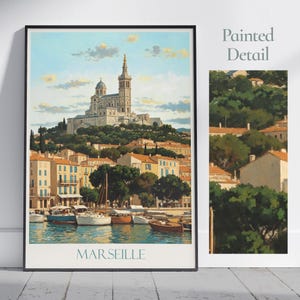Marseille Travel Print ~ France Travel Poster | Painted Wall Art & Home Decor | Framed Personalized Print | Vacation Travel Gift