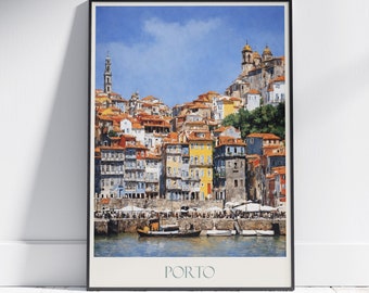 Porto Travel Print, Portugal ~ Reise Poster Wand Kunst Home Decor personalisiertes Geschenk Gemälde gerahmt