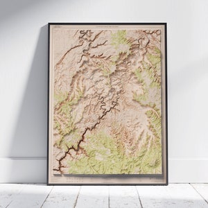 Canyonlands National Park ~ Vintage Karte schattiertes Relief flach 2D Druck ~ Poster Wand Kunst Dekor