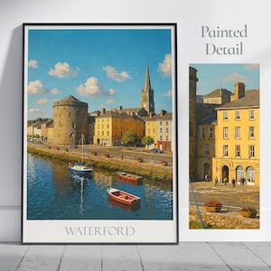 Waterford Travel Print ~ Ireland Travel Poster | Painted Wall Art Print & Home Decor | Framed Personalized Print | Vacation Travel Gift