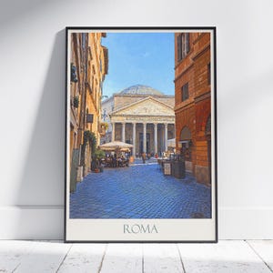 Stampa di viaggio di Roma, Pantheon ~ Poster di viaggio romano in Italia Arte da parete Decorazione per la casa Regalo personalizzato con cornice