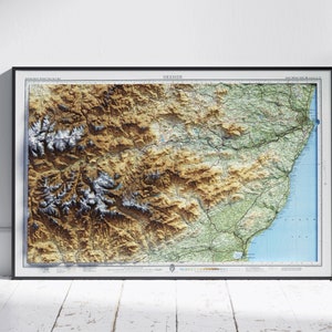 Deeside, Schotland ~ Vintage stijl platte 2D gearceerde reliëfkaart print poster muurkunst decor