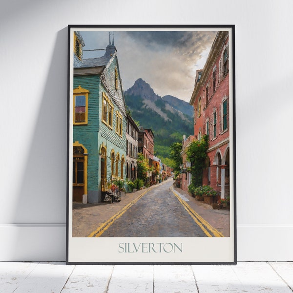 Silverton Travel Print ~ Colorado Travel Poster | Painted Wall Art & Home Decor | Framed Personalized Print | Vacation Travel Gift