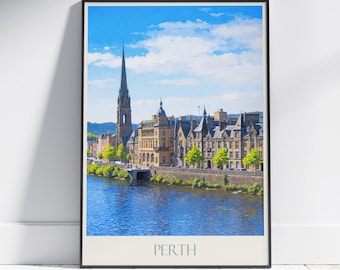 Perth Travel Print ~ Poster Scotland Travel Wall Art Home Decor Gift Personalized Framed
