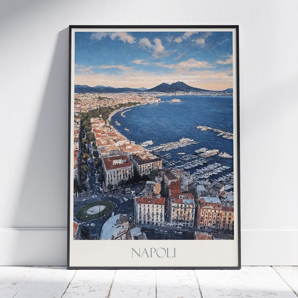 Napels reizen print ~ Italië reizen poster | Geschilderde muurkunst en woondecoratie | Ingelijste gepersonaliseerde print | Vakantie reiscadeau