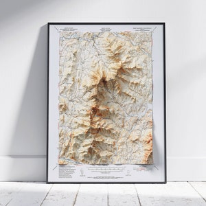 Mount Mansfield & Bolton Valley, Vermont ~ Vintage gearceerd reliëf platte 2D kaart afdrukken ~ poster kunst aan de muur decor topografie