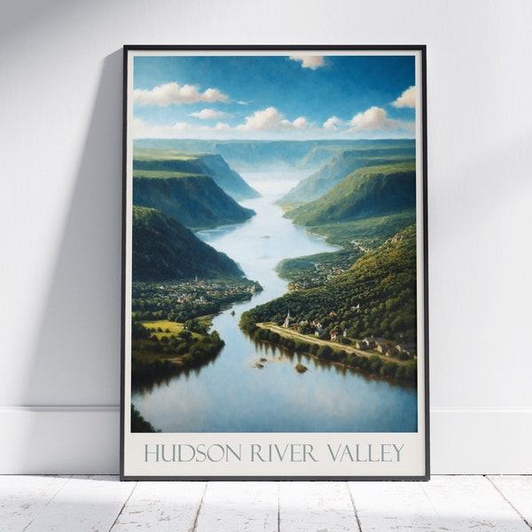 Hudson River Valley Travel Print ~ New York Travel Poster | Painted Wall Art & Home Decor | Framed Personalized Print | Vacation Travel Gift