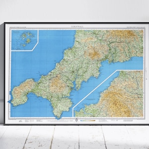 Cornwall Vintage Karte Print ~ Poster Wand Kunst Dekor