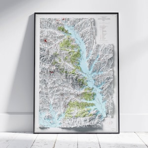 Sabine National Forest, Texas ~ Flache 2D-Karte mit schattigem Relief ~ Poster Wand Kunst Deko Topographie