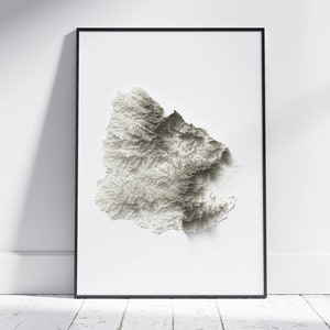 Uruguay kaart ~ platte 2D minimalistische topografische reliëf print ~ gearceerde reliëf poster Wall Art modern decor