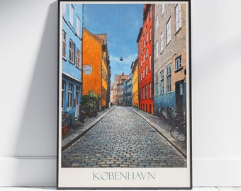 Copenhagen Travel Print ~ Denmark Travel Poster | Painted Wall Art & Home Decor | Framed Personalized Print | Vacation Travel Gift