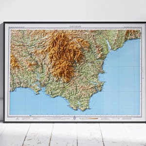 Carte vintage en relief ombragé de Dartmoor, impression 2D à plat ~ Art déco murale affiche