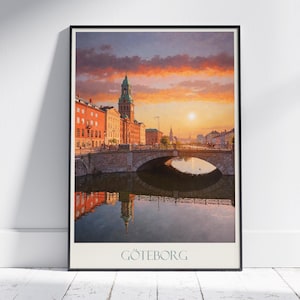 Gothenburg Travel Print ~ Sweden Travel Poster | Painted Wall Art Print & Home Decor | Framed Personalized Print | Vacation Travel Gift