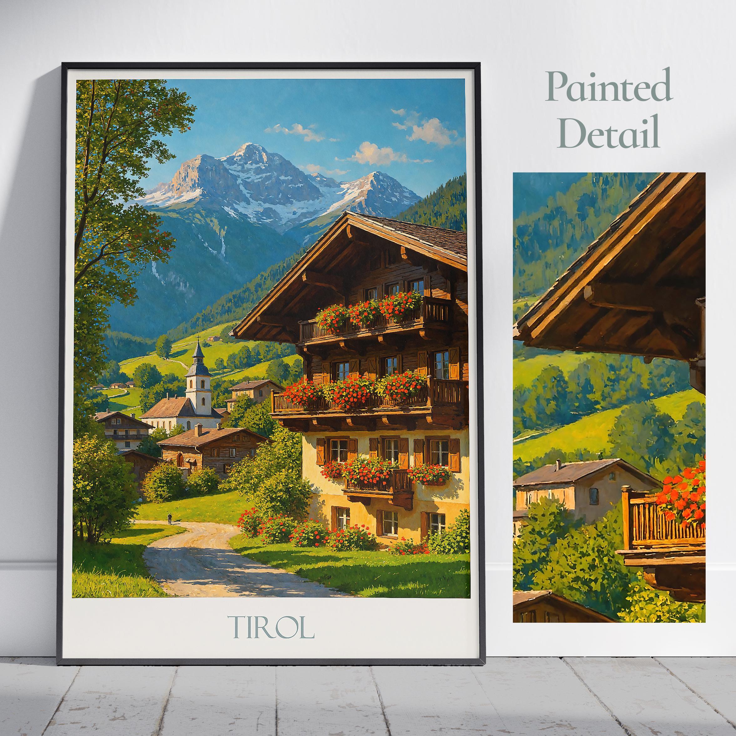 Tyrol Austria Travel Poster: Alpine Village Art Print - Etsy