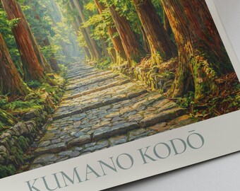 熊野古道 日本旅行ポスター：森林巡礼路 絵画アートプリント - Etsy 日本