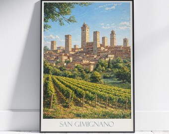San Gimignano Print: Tuscany Travel Poster, Italy Wall Art