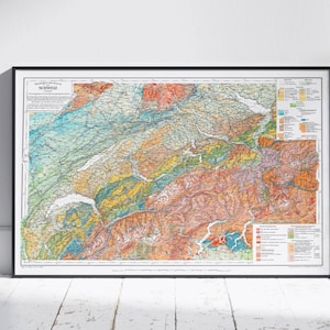 Switzerland Vintage Style Geological Map Print ~ Poster Wall Art Decor