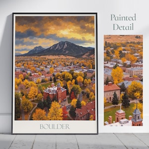 Boulder Travel Print ~ Colorado Travel Poster | Painted Wall Art Print & Home Decor | Framed Personalized Print | Vacation Travel Gift