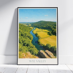 Wye Valley Travel Poster | River Wye View Print | UK Landscape Wall Art | Vintage Style British Countryside Decor