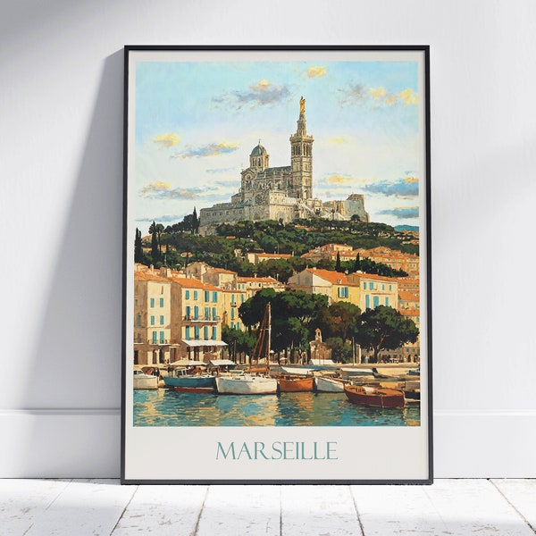 Marseille Travel Print ~ France Travel Poster | Painted Wall Art & Home Decor | Framed Personalized Print | Vacation Travel Gift