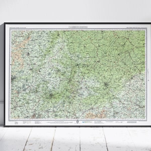 Cambridgeshire Vintage Map Print ~ Poster Wall Art Decor