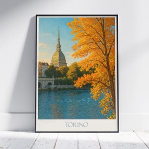 Turin Reise Poster | Herbst Maulwurf Antonelliana Kunstdruck | Vintage Torino Italien Stadtbild Wohnkultur