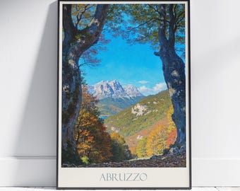 Abruzzo Italy Travel Poster: Gran Sasso Mountain Art Print