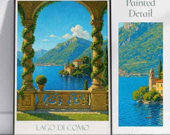 Lake Como Travel Poster: Villa del Balbianello, Italy Wall Art