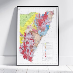 New South Wales Vintage Geologische Karte Druck ~ Australien Poster Wand Kunst Dekor Topographie