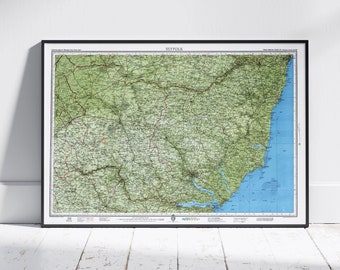 Suffolk Vintage Map Print ~ Poster Wall Art Decor